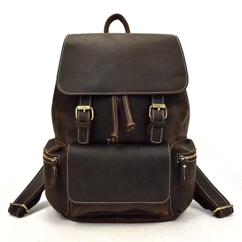 Hagen Backpack vintage genuine leather backpack made from premium crazy horse leather with multiple pockets and ergonomic straps