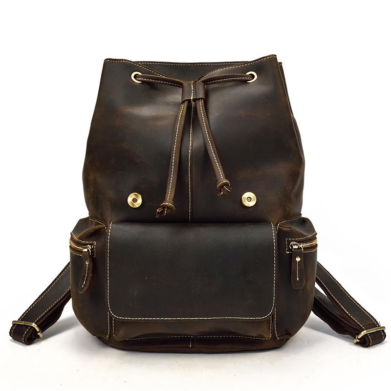 Hagen Backpack vintage genuine leather with front magnetic pocket and adjustable straps