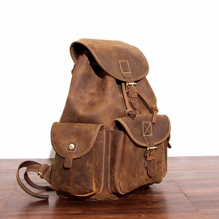 The Asmund Backpack genuine leather rucksack with vintage crazy horse leather and multiple pockets