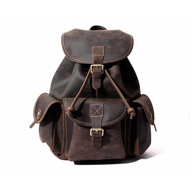The Asmund Backpack genuine leather rucksack in vintage brown with multiple pockets and adjustable straps