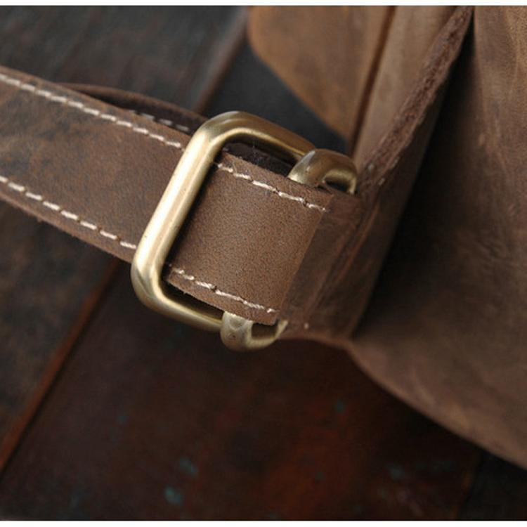 The Asmund Backpack genuine leather rucksack in distressed crazy horse leather with buckled pockets and adjustable straps