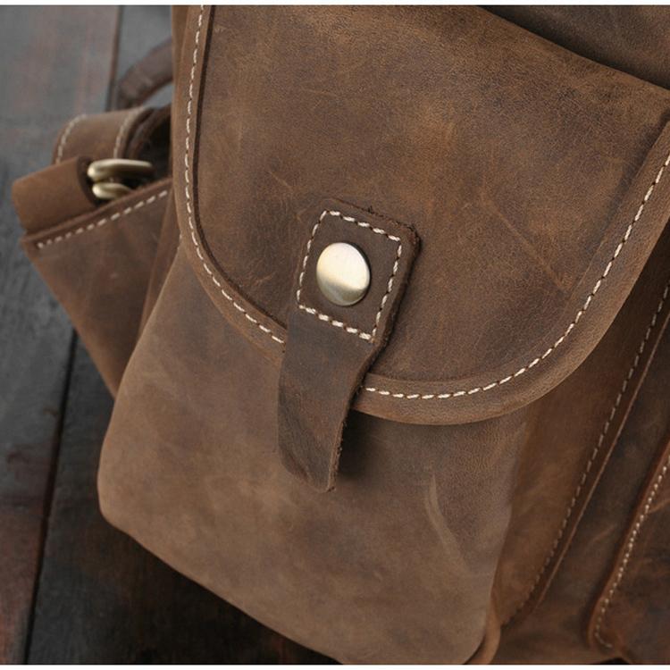 The Asmund Backpack genuine leather rucksack in distressed crazy horse leather with multiple pockets and adjustable straps