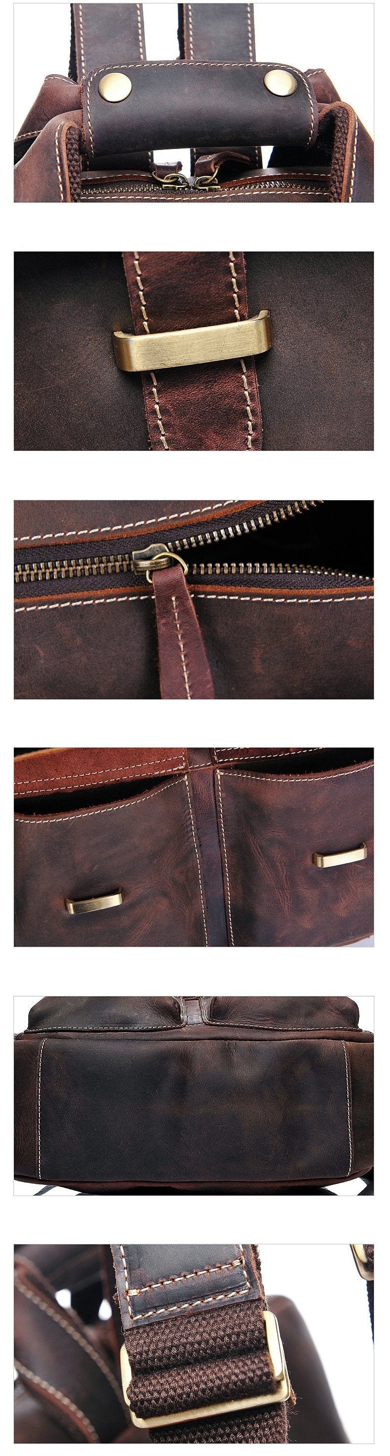 The Shelby Backpack handmade genuine leather backpack with padded laptop compartment and multiple exterior pockets