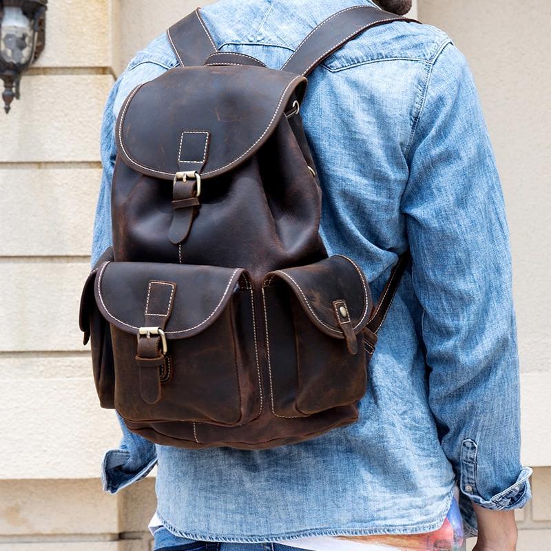 The Asmund Backpack genuine leather rucksack with distressed vintage look and multiple compartments