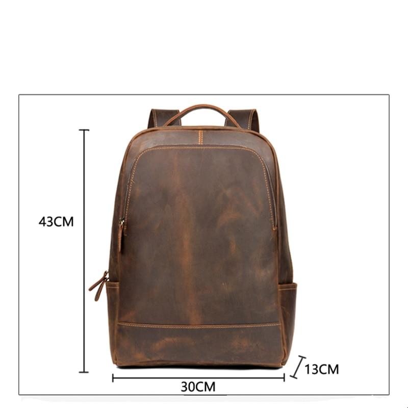 Vernon Leather Minimalist Backpack in vintage crazy horse leather with ergonomic straps and multiple compartments for everyday use