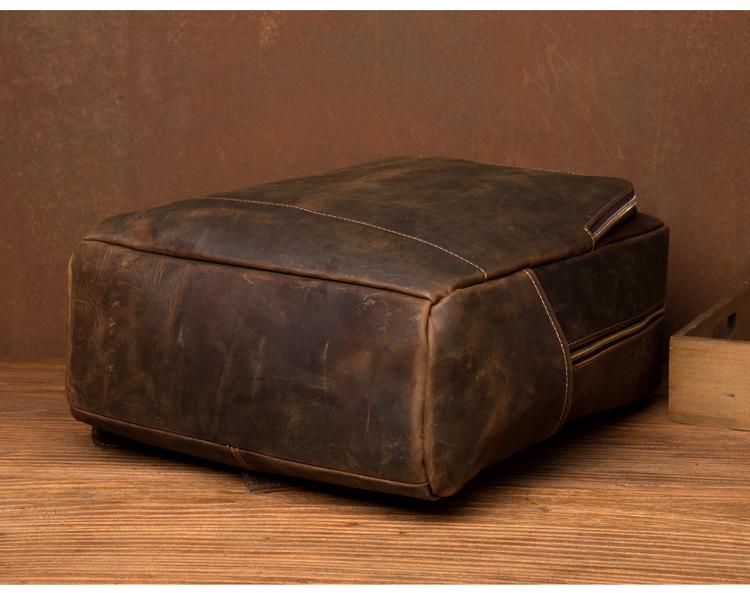 Vernon Leather Minimalist Backpack made of genuine crazy horse leather with ergonomic straps and magnetic front pocket
