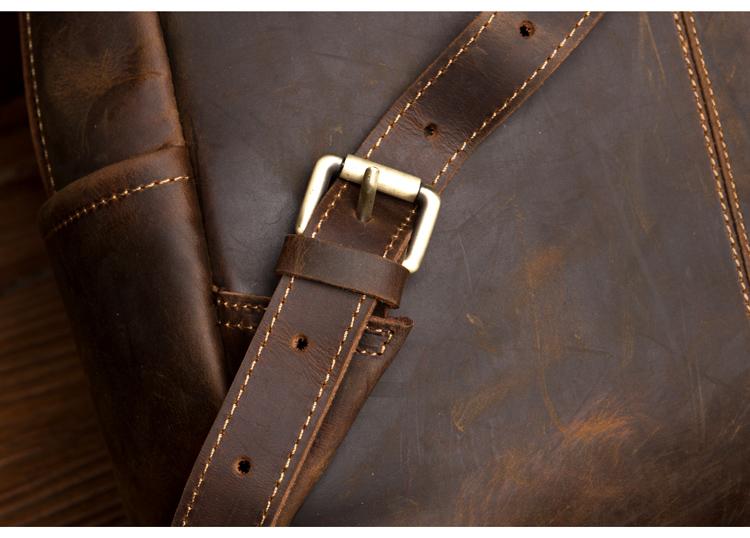 Vernon Leather Minimalist Backpack made of premium crazy horse leather with ergonomic straps and multiple compartments for everyday carry