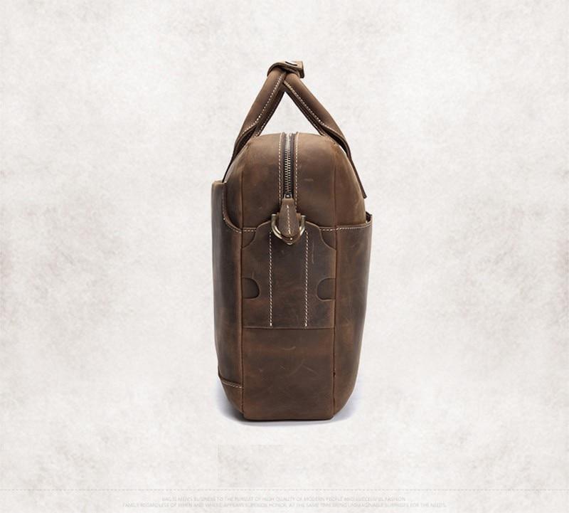 Vintage Welch Briefcase made of crazy horse leather with adjustable shoulder strap and organized compartments