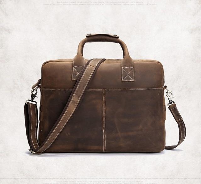 Vintage Welch Briefcase leather messenger bag with adjustable shoulder strap and multiple compartments for laptops and documents