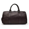 Endre Weekender Leather Duffle Bag in black, handcrafted premium leather travel bag with adjustable shoulder strap and multiple compartments