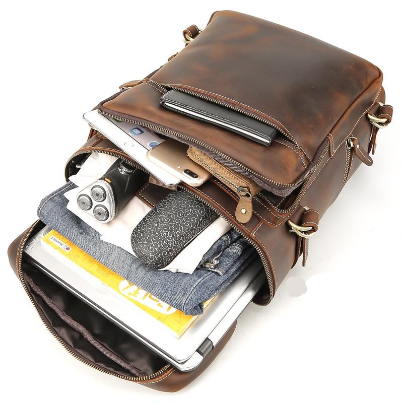 Handmade vintage leather Raoul Backpack by Steel Horse Leather with multiple pockets and adjustable straps