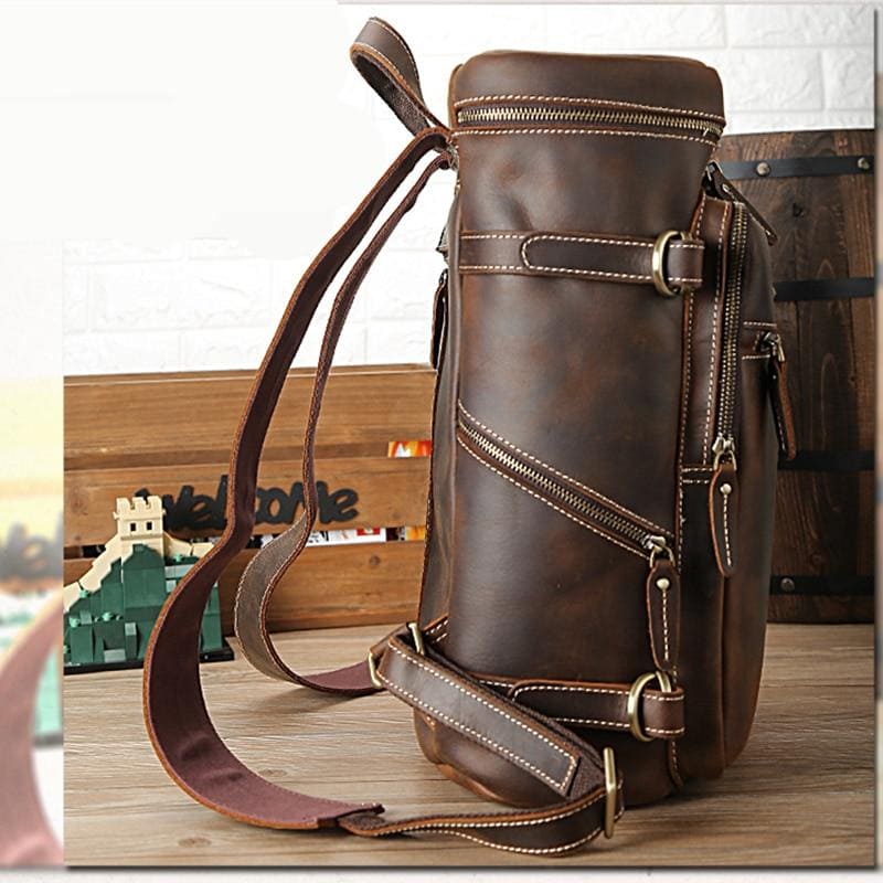 The Raoul Backpack handmade vintage leather with multiple pockets and adjustable straps