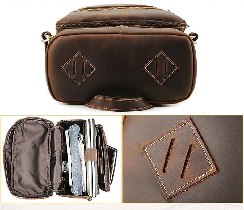 The Raoul Backpack handmade vintage leather with adjustable straps and multiple pockets