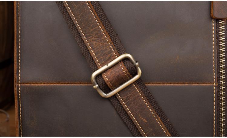 Viggo Genuine Leather Messenger Bag briefcase with adjustable shoulder strap and multiple compartments for organized carrying