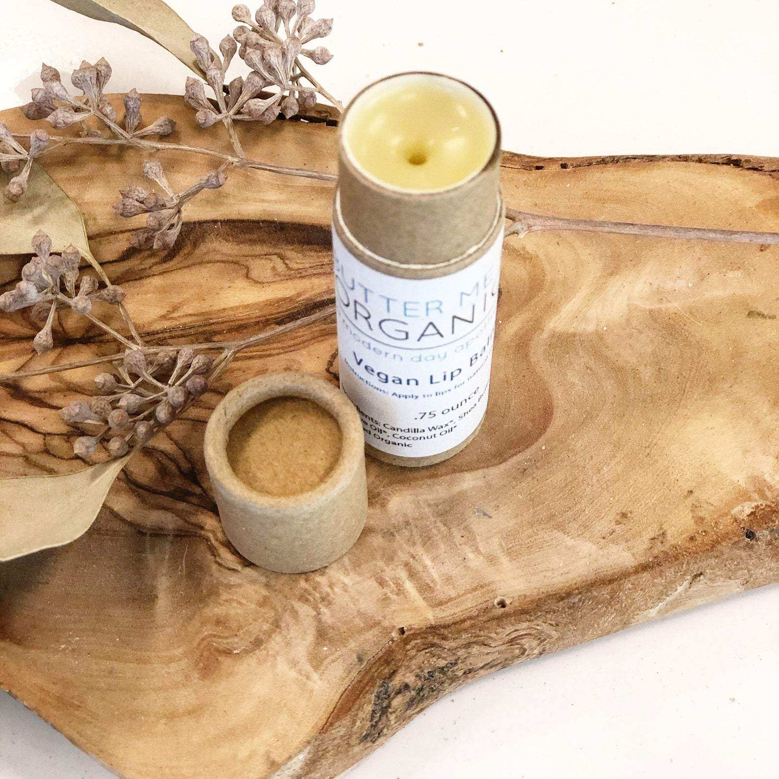 Organic vegan lip balm in compostable eco-friendly tube by Butter Me Up